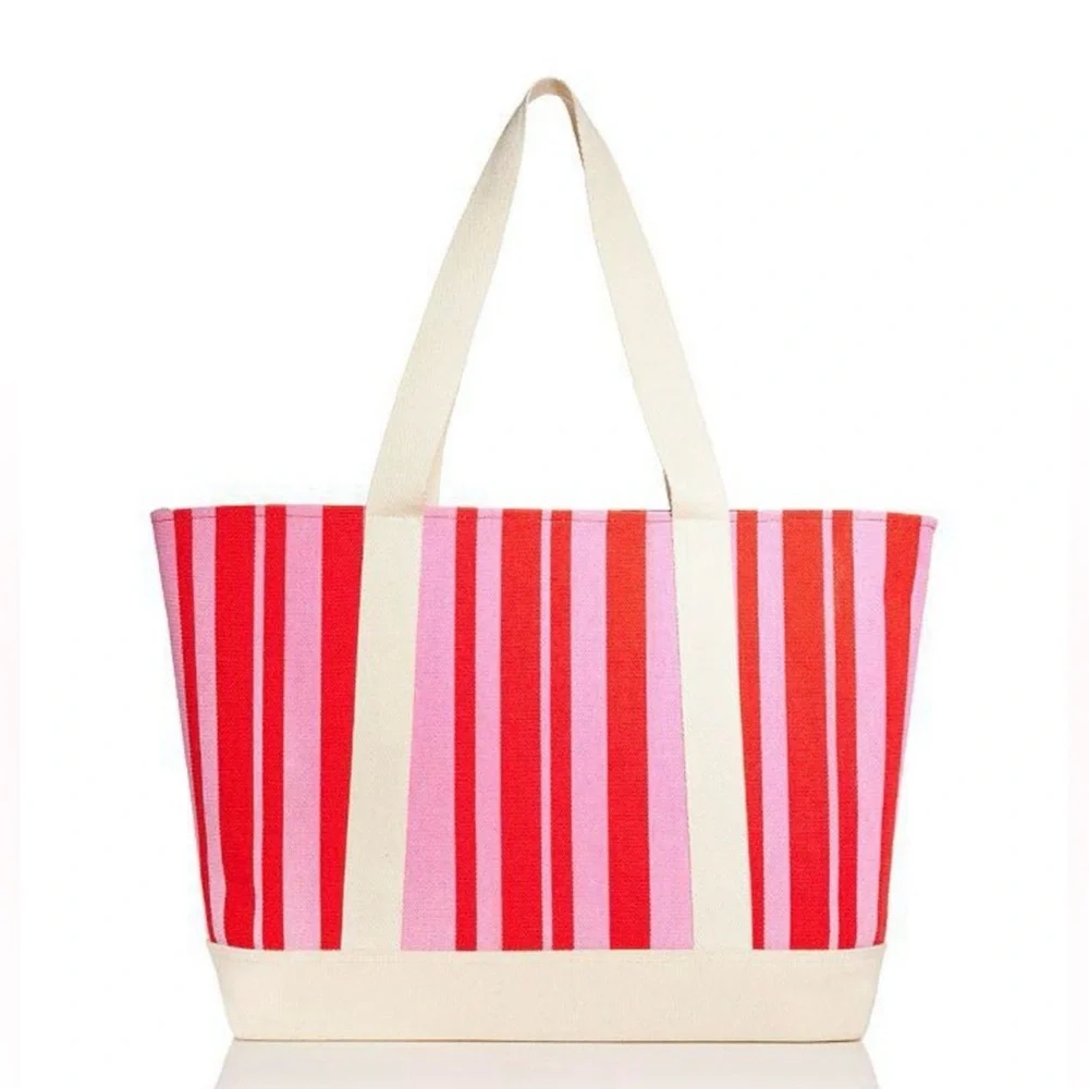 Aqua Red and Pink Striped Tote Bag NWT - Picture 4 of 5
